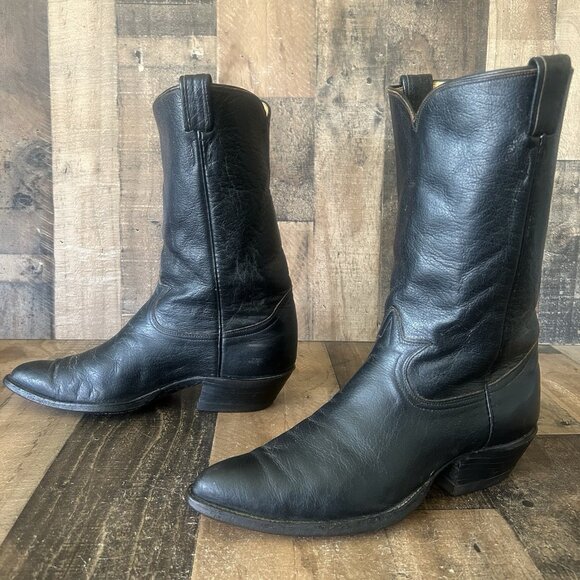 Tony Lama Gold Label Vintage Classic Black Cowboy Boots Mens 11 D - Picture 12 of 12